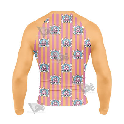 One Piece Chopper Skull Flag Pink Long Sleeve Compression Shirt