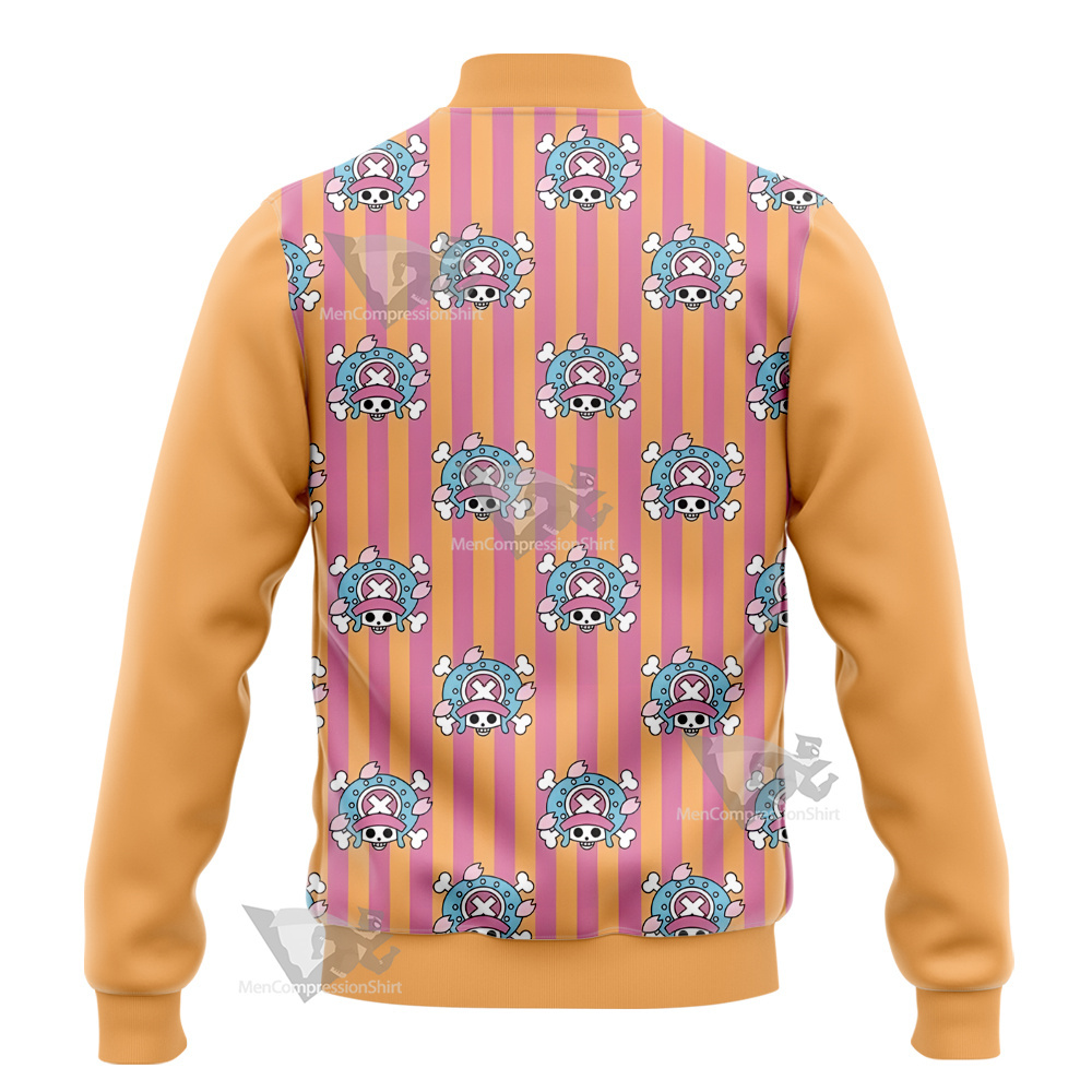 One Piece Chopper Skull Flag Pink Varsity Jacket