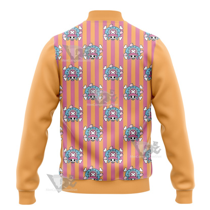 One Piece Chopper Skull Flag Pink Varsity Jacket