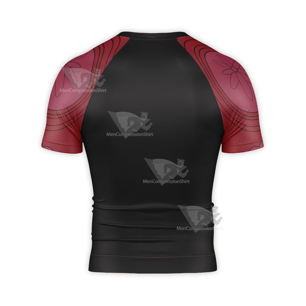 One Piece Dracule Mihawk Red Short Sleeve Compression Shirt