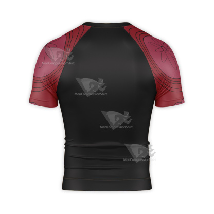 One Piece Dracule Mihawk Red Short Sleeve Compression Shirt