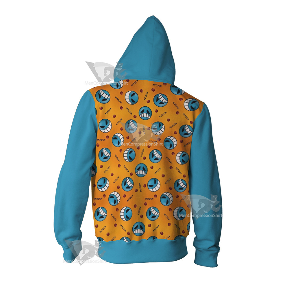 One Piece Inspired Pirate Firefist Cosplay Zip Up Hoodie