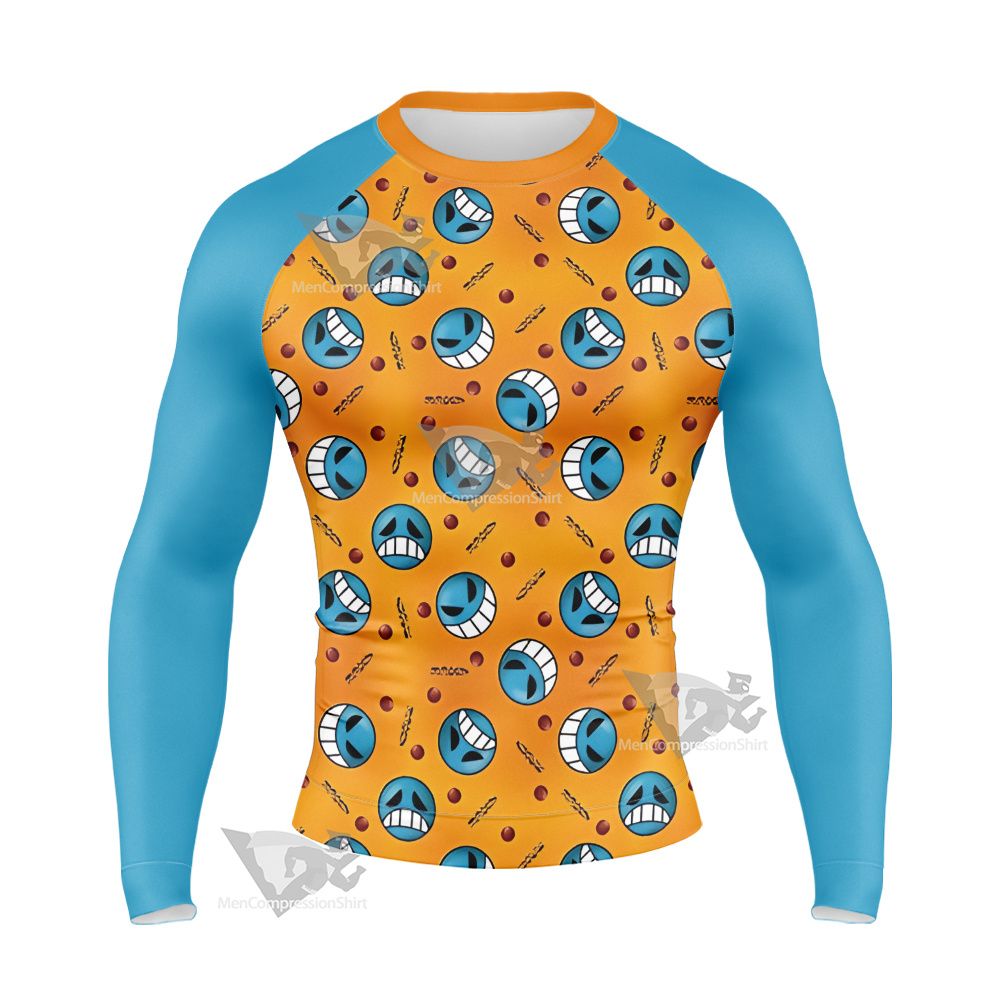 One Piece Inspired Pirate Firefist Long Sleeve Compression Shirt