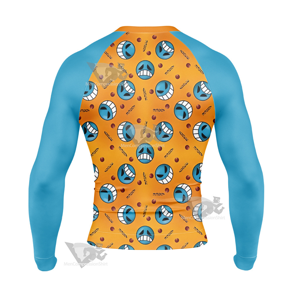 One Piece Inspired Pirate Firefist Long Sleeve Compression Shirt