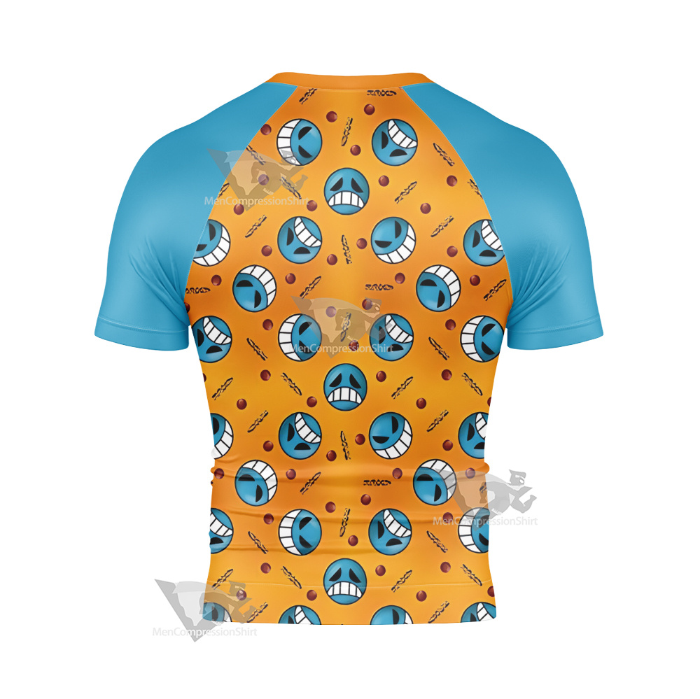 One Piece Inspired Pirate Firefist Short Sleeve Compression Shirt