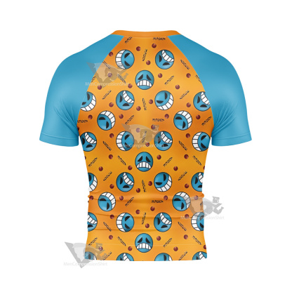 One Piece Inspired Pirate Firefist Short Sleeve Compression Shirt