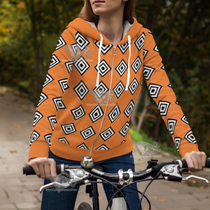 One Piece Jinbei Orange Outfit Cosplay Zip Up Hoodie