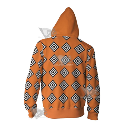 One Piece Jinbei Orange Outfit Cosplay Zip Up Hoodie