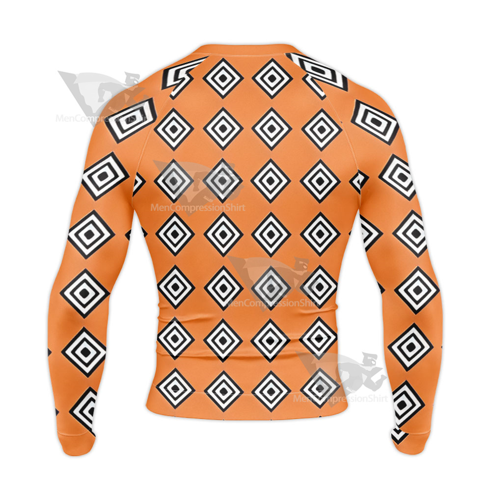 One Piece Jinbei Orange Outfit Long Sleeve Compression Shirt