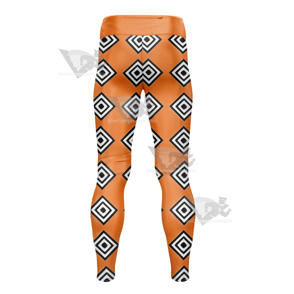One Piece Jinbei Orange Outfit Mens Compression Legging