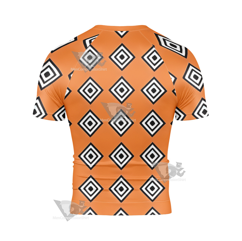 One Piece Jinbei Orange Outfit Short Sleeve Compression Shirt