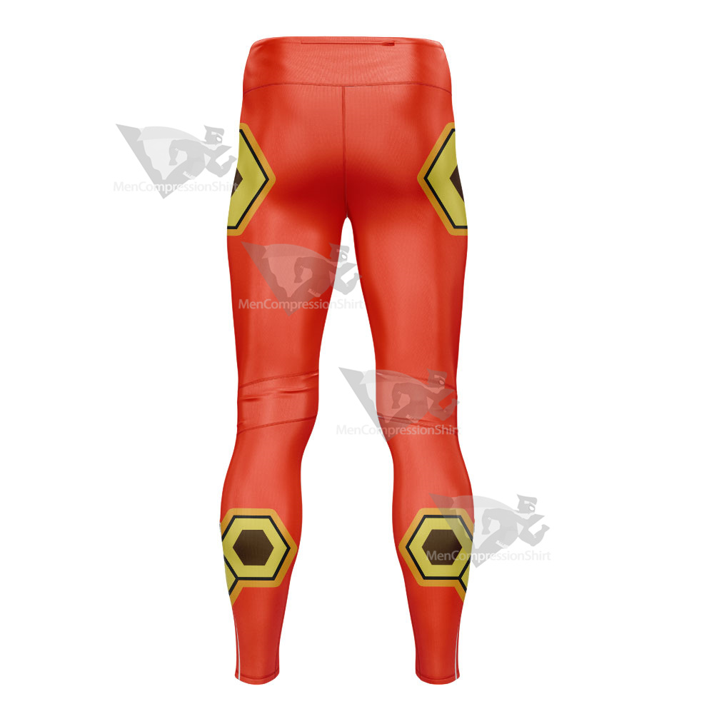 One Piece Luffy Orange Hexagon Mens Compression Legging