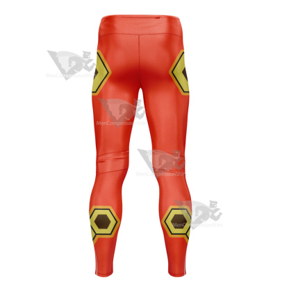 One Piece Luffy Orange Hexagon Mens Compression Legging