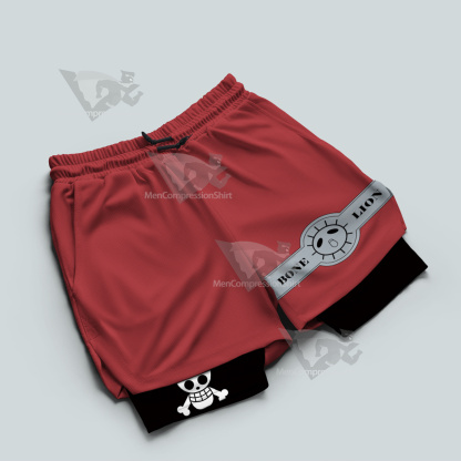One Piece Luffy Red Men Compression Gym Short