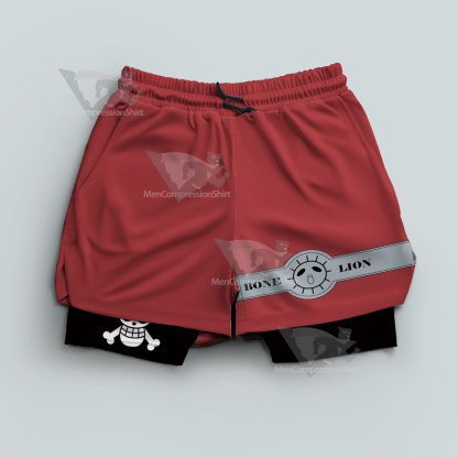 One Piece Luffy Red Men Compression Gym Short