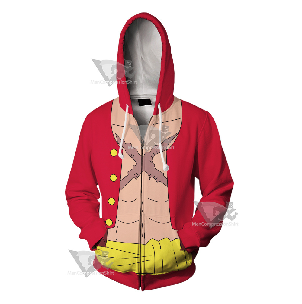 One Piece Monkey D Luffy Cosplay Zip Up Hoodie