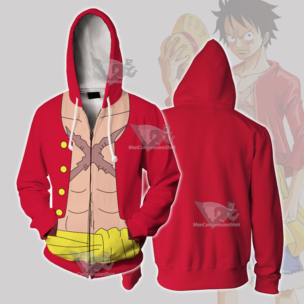 One Piece Monkey D Luffy Cosplay Zip Up Hoodie