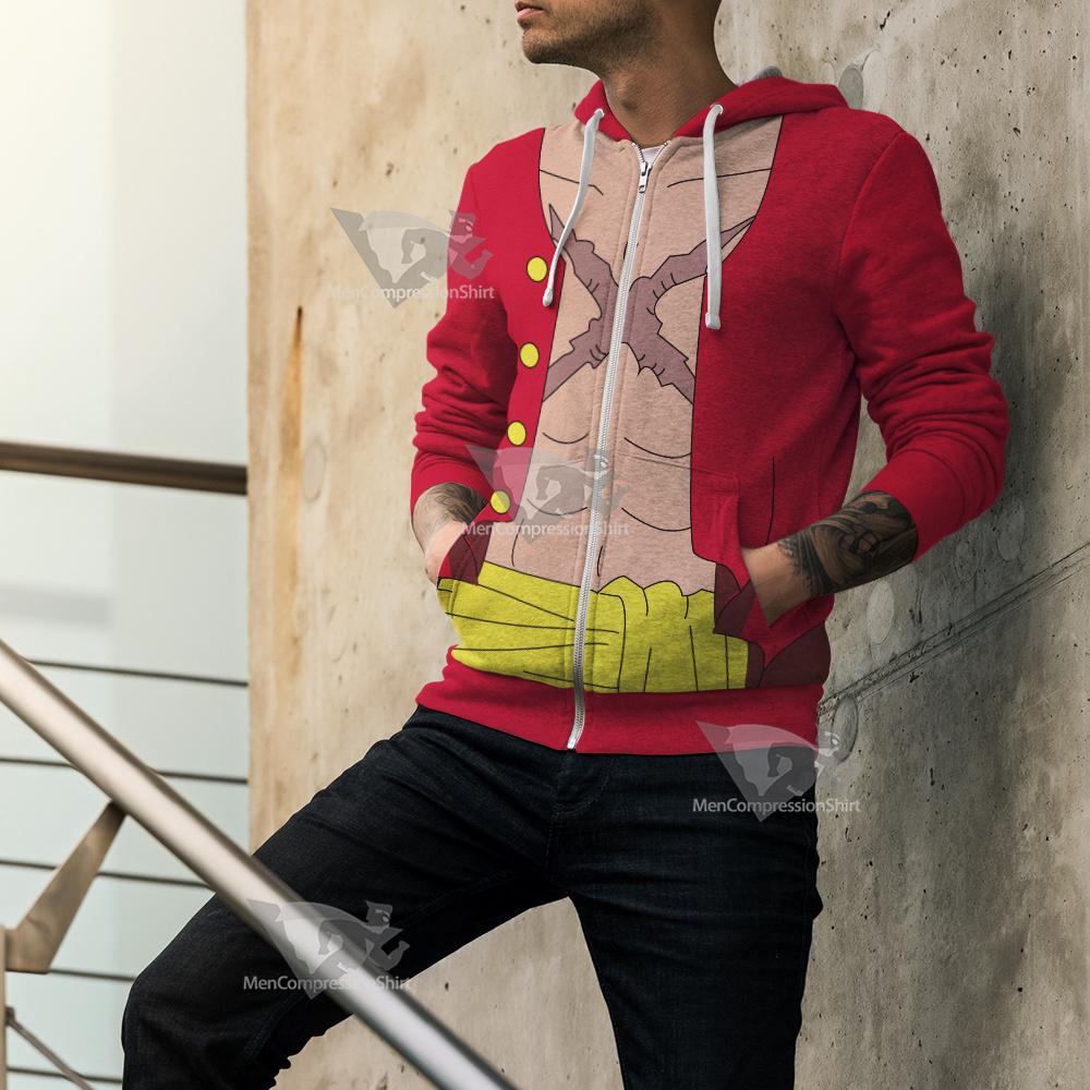 One Piece Monkey D Luffy Cosplay Zip Up Hoodie