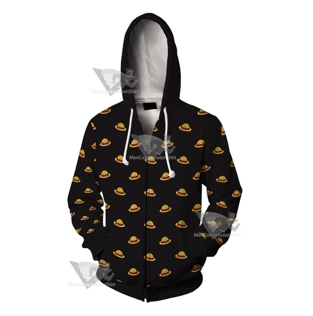 One Piece Monkey D Luffy Hat Cosplay Zip Up Hoodie