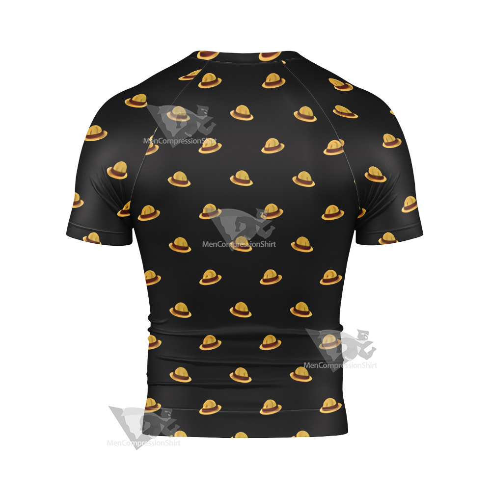 One Piece Monkey D Luffy Hat Short Sleeve Compression Shirt
