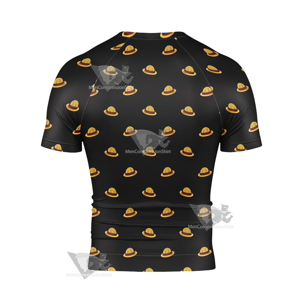 One Piece Monkey D Luffy Hat Short Sleeve Compression Shirt