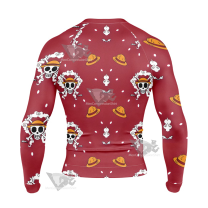 One Piece Monkey D Luffy Hat Skull Flag Long Sleeve Compression Shirt