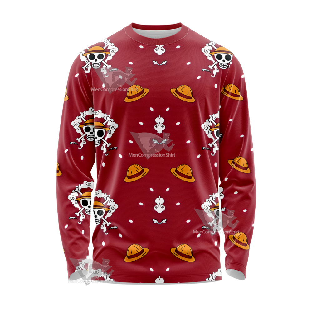 One Piece Monkey D Luffy Hat Skull Flag Long Sleeve Shirt