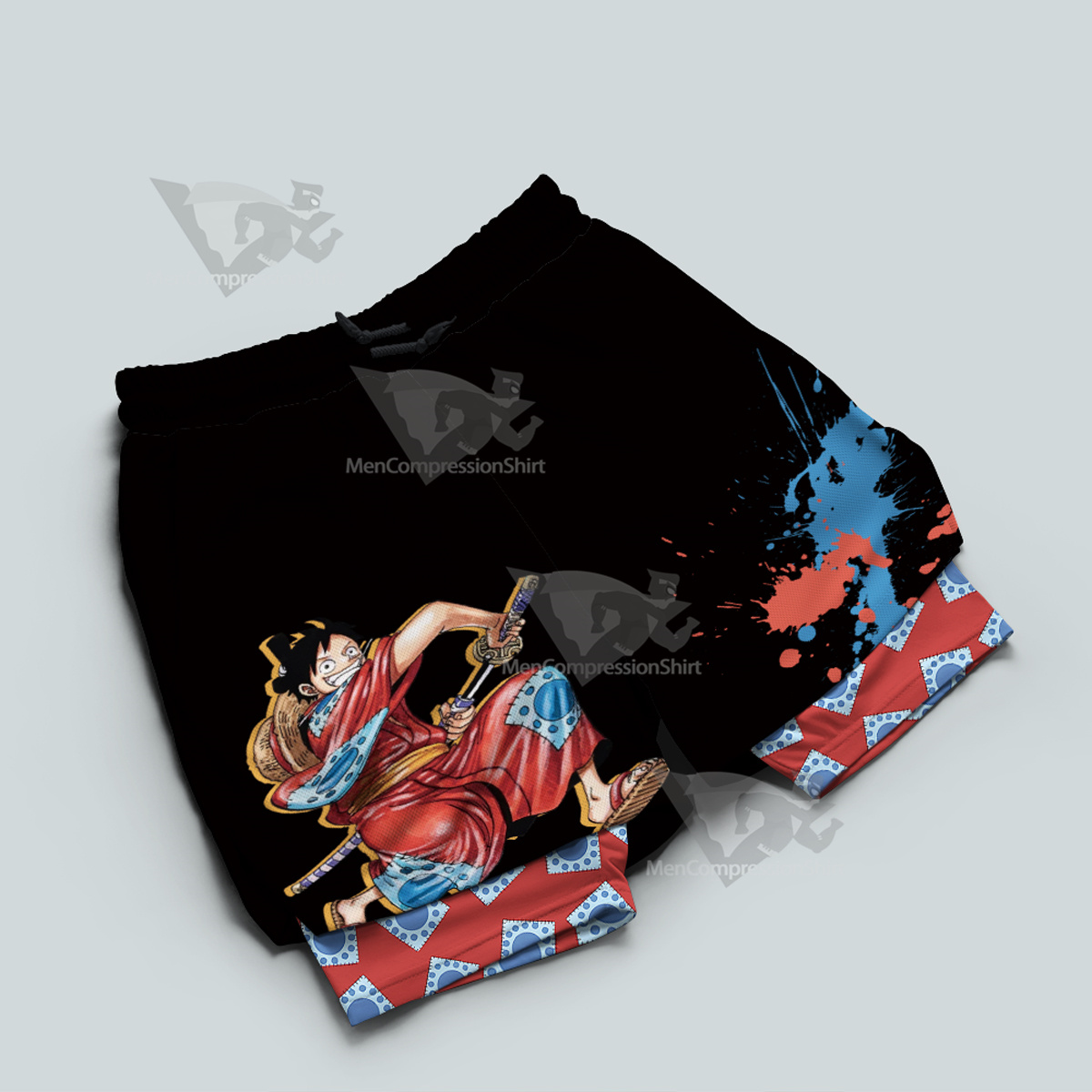 One Piece Monkey D Luffy Men Compression Gym Short