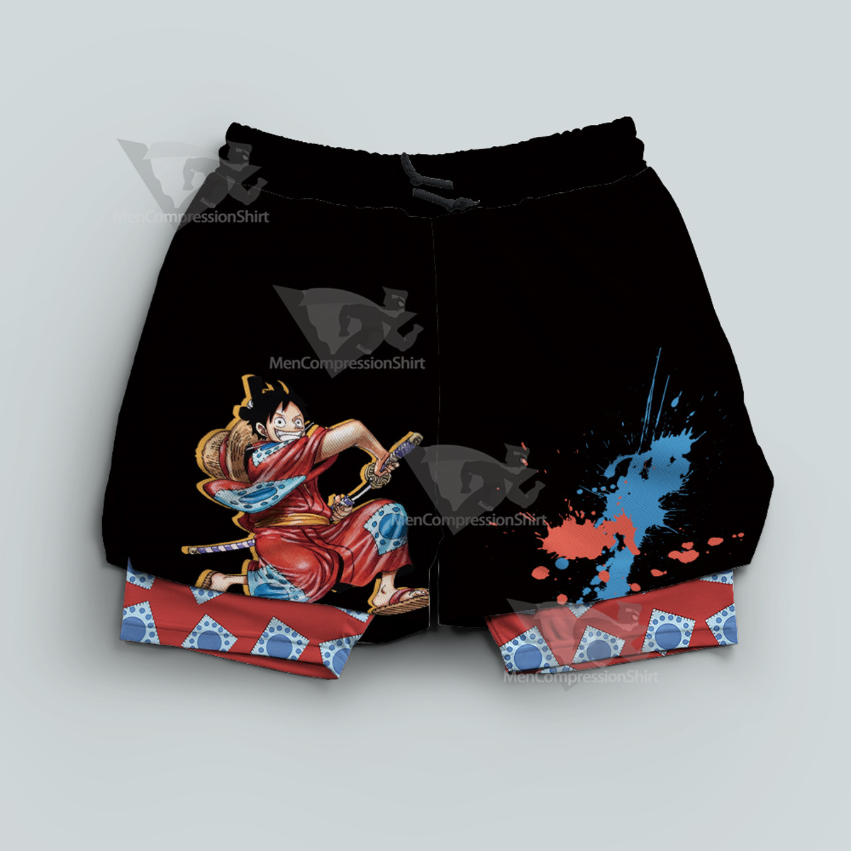 One Piece Monkey D Luffy Men Compression Gym Short