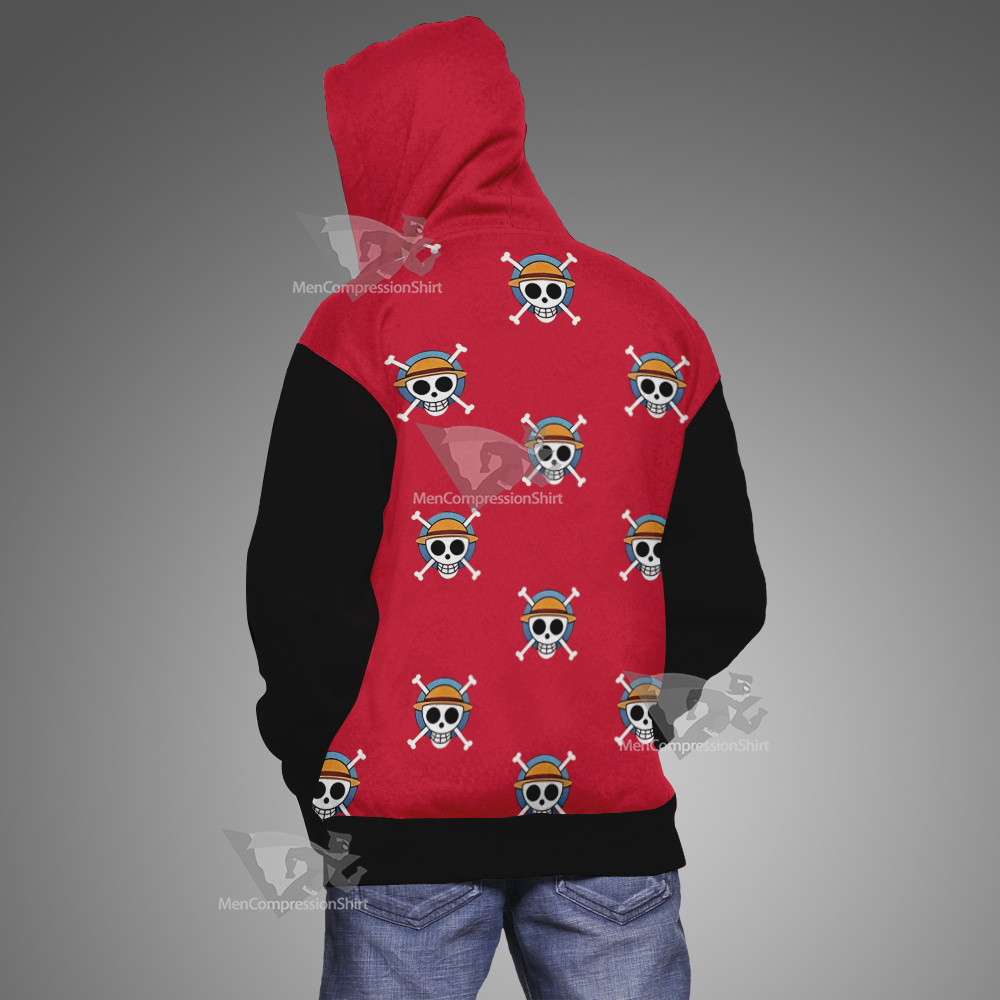One Piece Monkey D Luffy Skull Flag Cosplay Hoodie