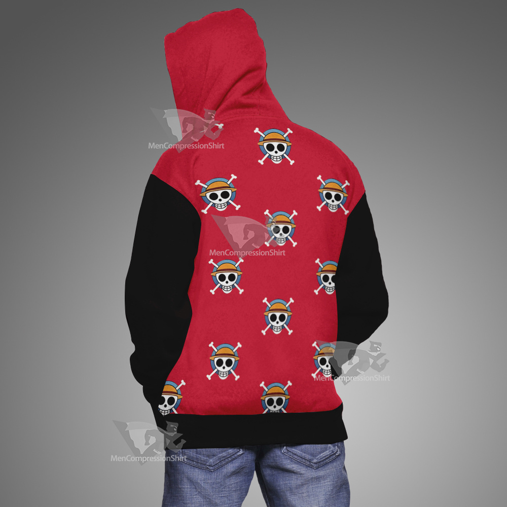 One Piece Monkey D Luffy Skull Flag Cosplay Hoodie