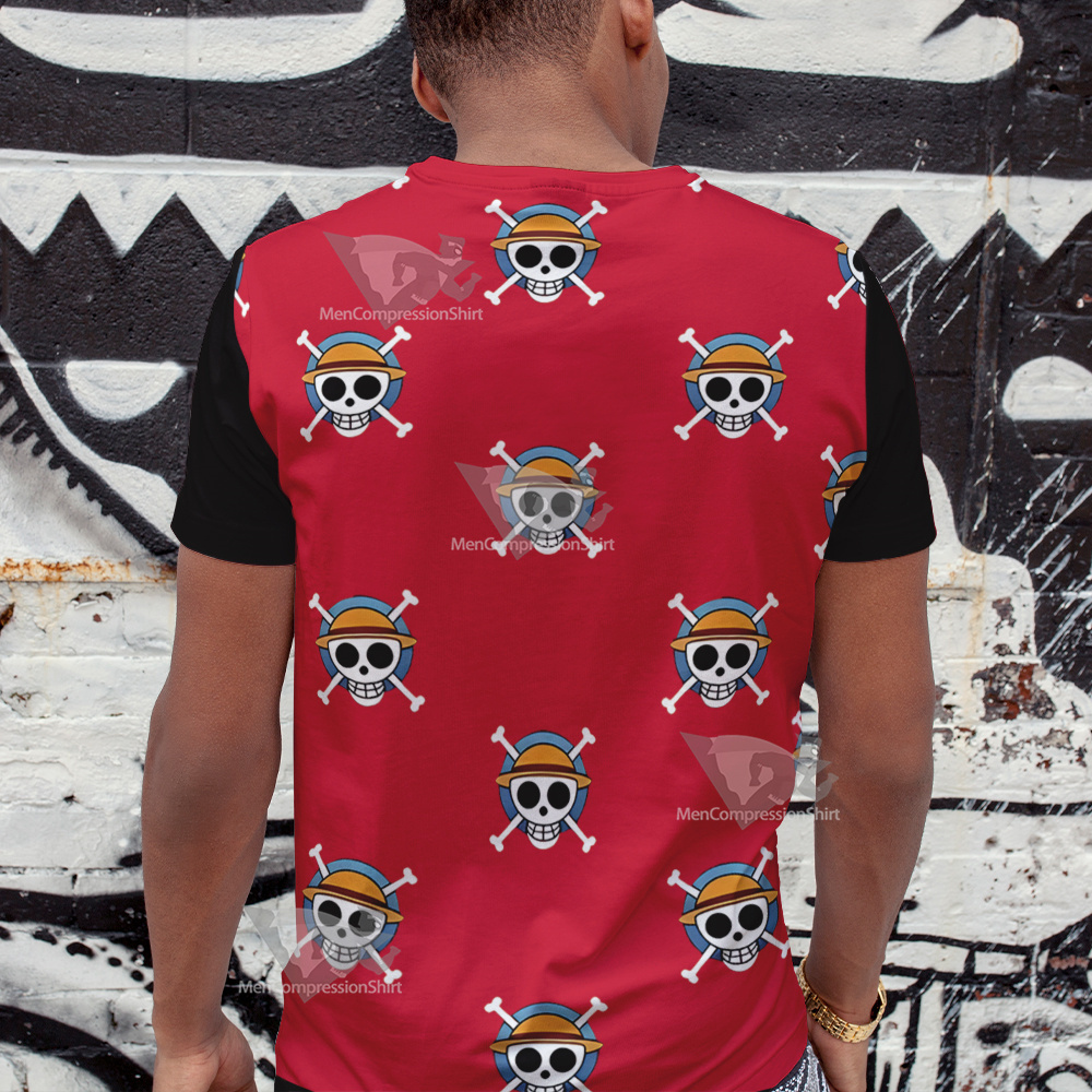 One Piece Monkey D Luffy Skull Flag Cosplay T-Shirt