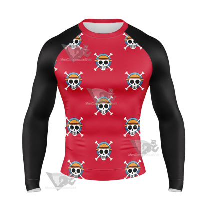 One Piece Monkey D Luffy Skull Flag Long Sleeve Compression Shirt