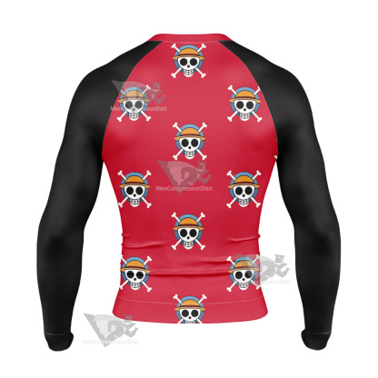 One Piece Monkey D Luffy Skull Flag Long Sleeve Compression Shirt