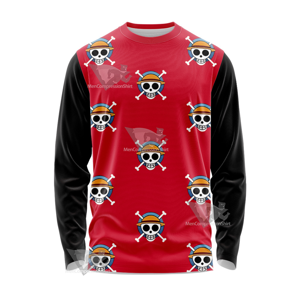 One Piece Monkey D Luffy Skull Flag Long Sleeve Shirt