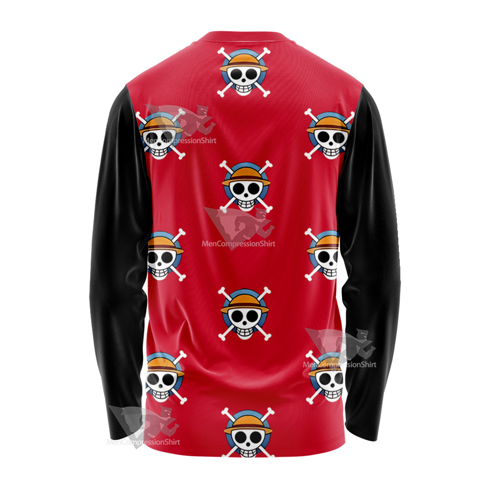 One Piece Monkey D Luffy Skull Flag Long Sleeve Shirt