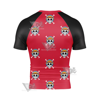One Piece Monkey D Luffy Skull Flag Short Sleeve Compression Shirt