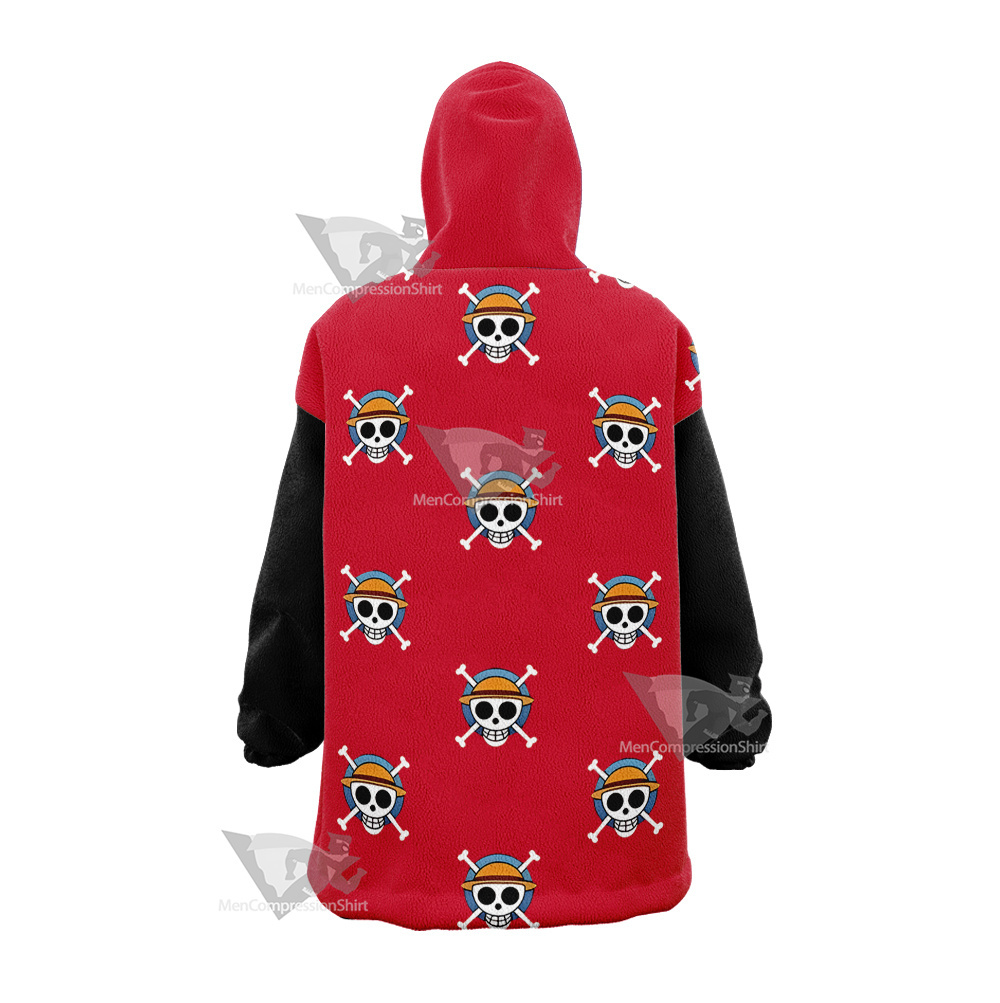 One Piece Monkey D Luffy Skull Flag Snug Oversized Blanket Hoodie