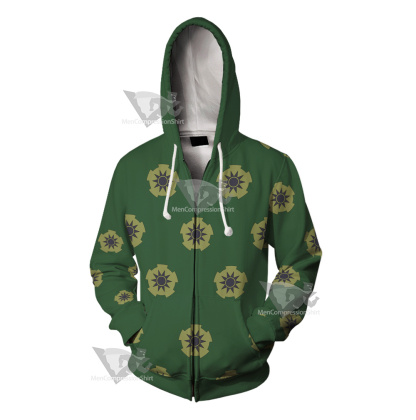 One Piece Roronoa Zoro Pirate Hunter Cosplay Zip Up Hoodie