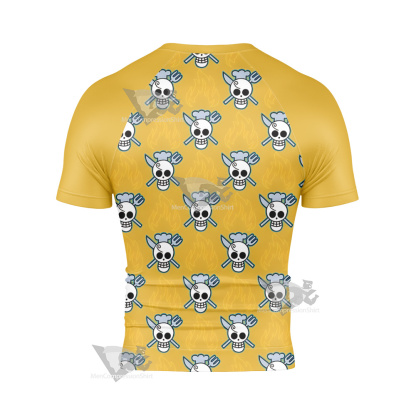 One Piece Sanji Skull Flag Short Sleeve Compression Shirt