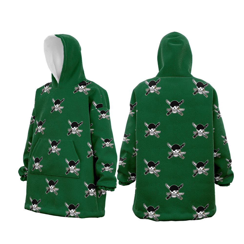 One Piece Zoro Skull Flag Snug Oversized Blanket Hoodie