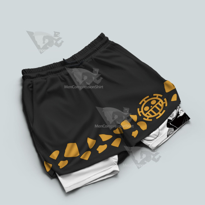 One Piece Trafalgar Law Black Men Compression Gym Short