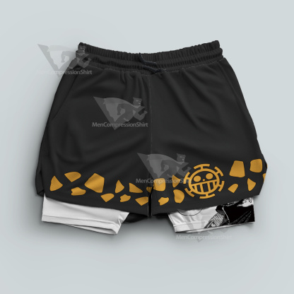 One Piece Trafalgar Law Black Men Compression Gym Short