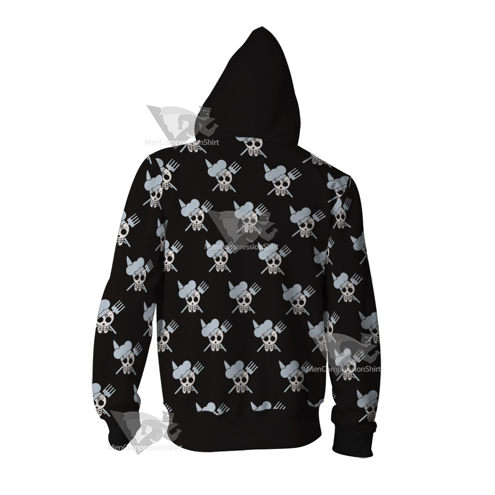 One Piece Vinsmoke Sanji Pirate Flag Cosplay Zip Up Hoodie