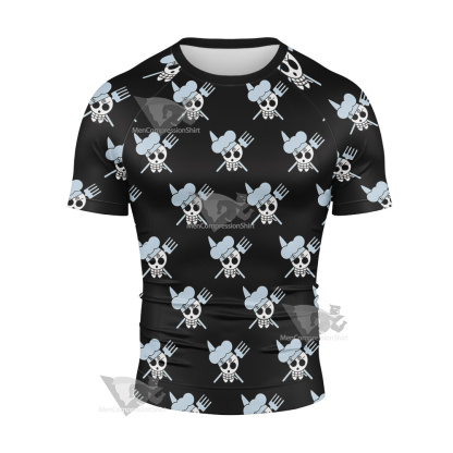 One Piece Vinsmoke Sanji Pirate Flag Short Sleeve Compression Shirt