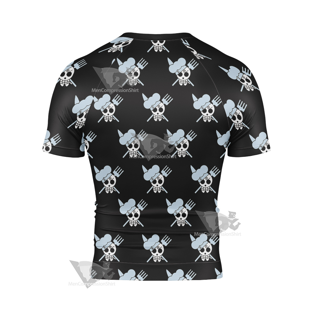 One Piece Vinsmoke Sanji Pirate Flag Short Sleeve Compression Shirt