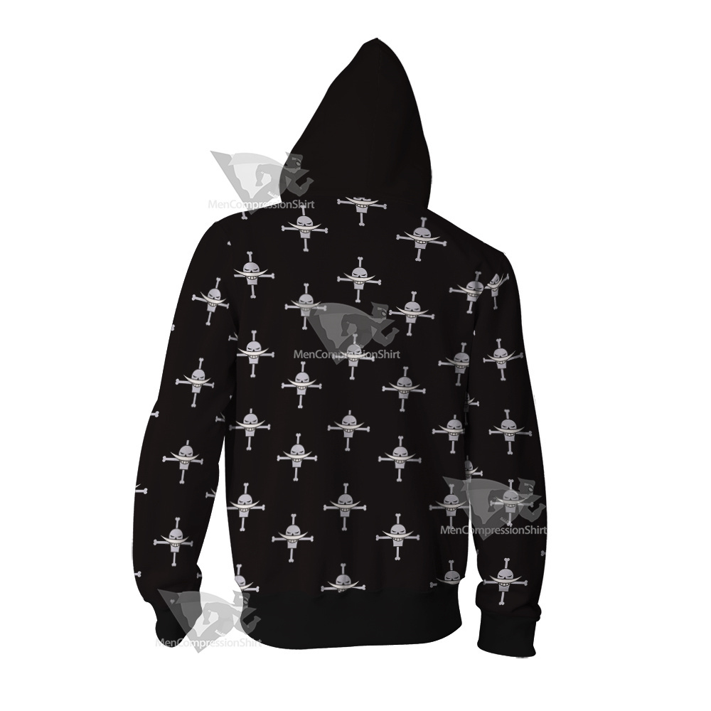 One Piece Whitebeard Pirates Pirate Flag Cosplay Zip Up Hoodie