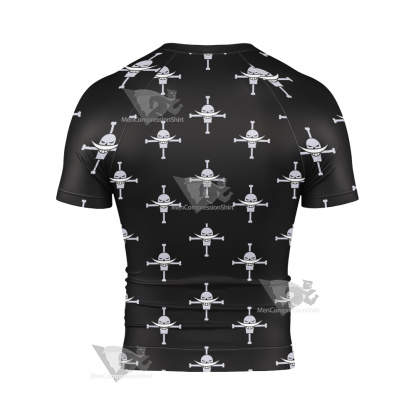 One Piece Whitebeard Pirates Pirate Flag Short Sleeve Compression Shirt