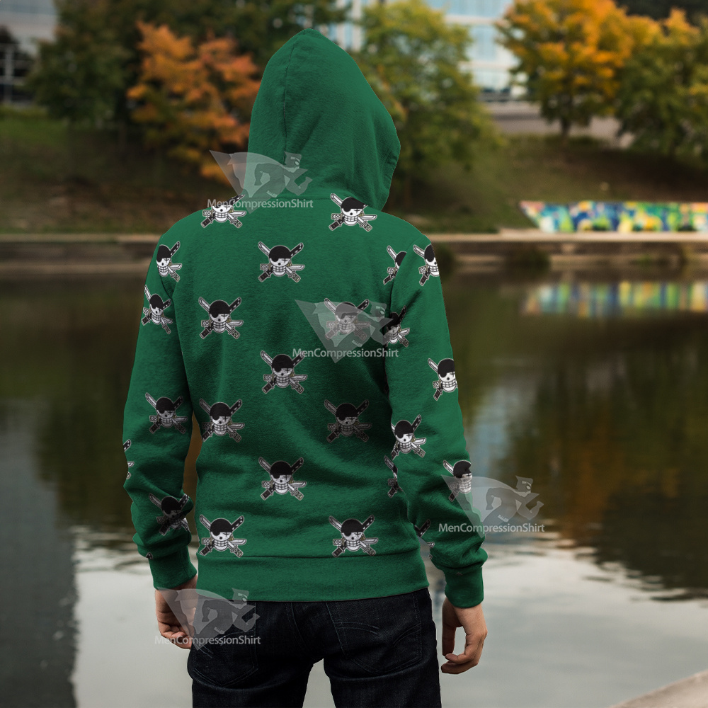 One Piece Zoro Skull Flag Cosplay Zip Up Hoodie
