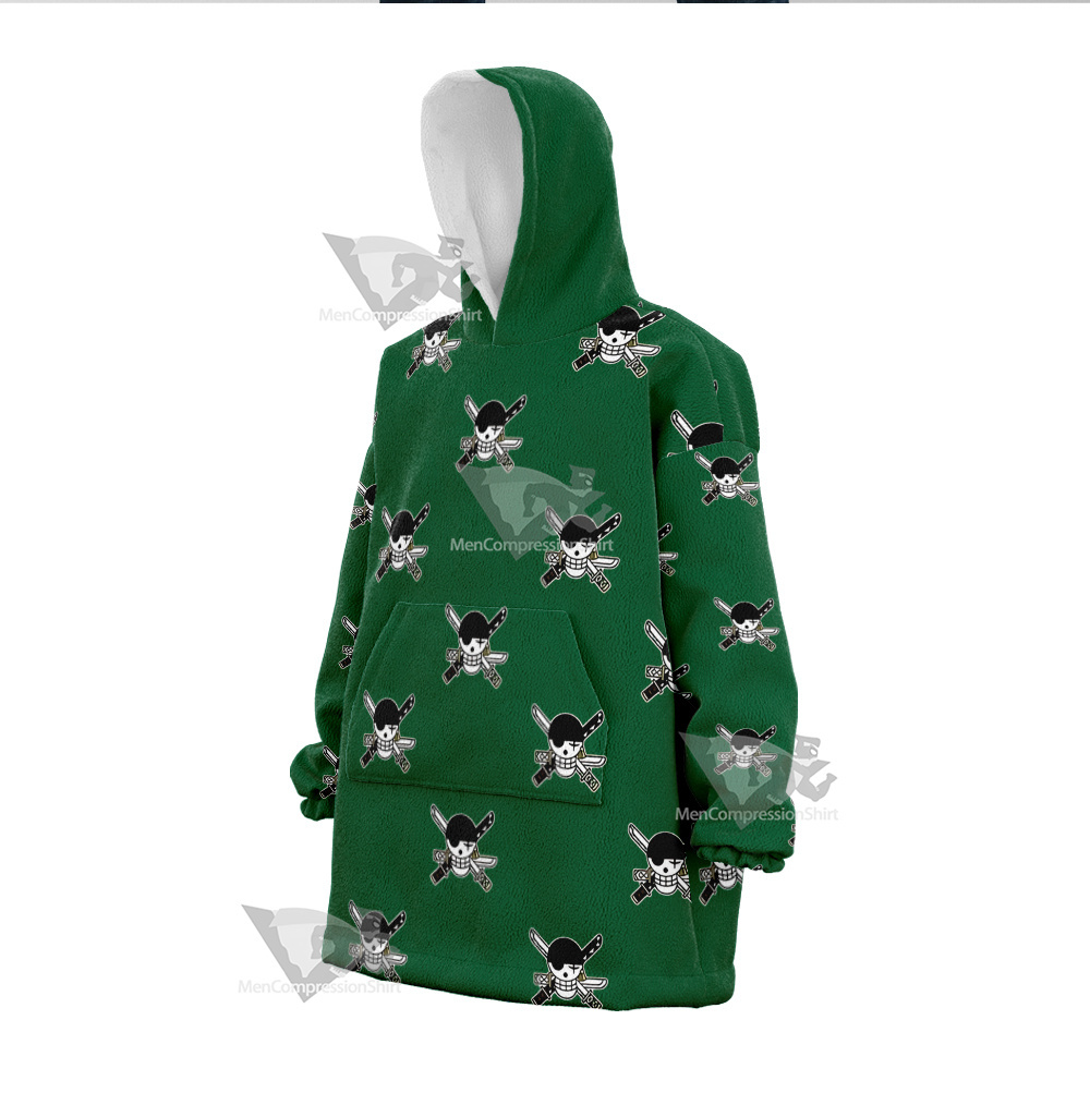 One Piece Zoro Skull Flag Snug Oversized Blanket Hoodie
